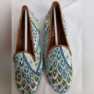 NEW RAMON TENZA Boho Multicolor Embroidered Women's Loafers‎ (#867)